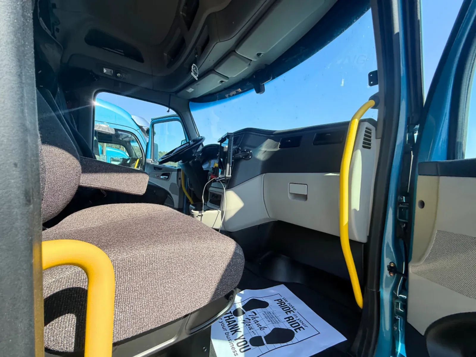 Semi-truck passenger cabin area with comprehensive interior detailing