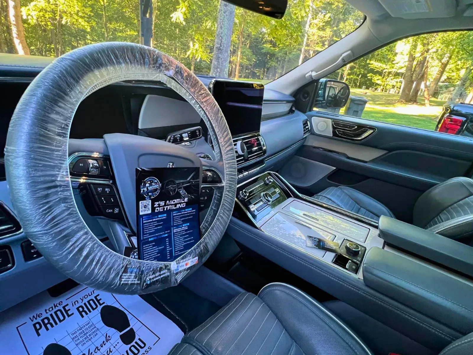 Professional steering wheel and dashboard detailing showing premium results